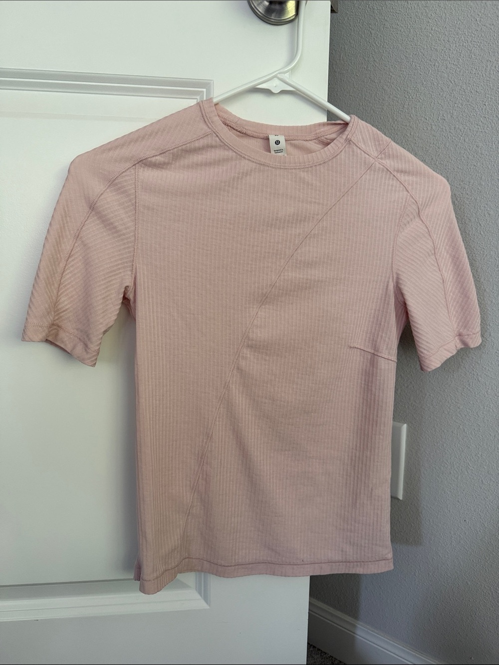 lululemon athletica Light Pink Ribbed Short Sleeve Tee